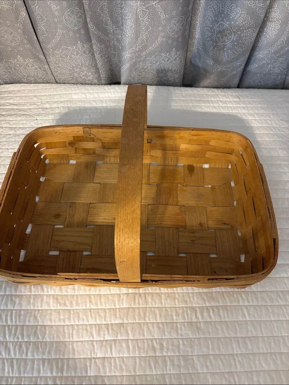 Handwoven Rectangular Storage Basket with Handle - Honey Tan